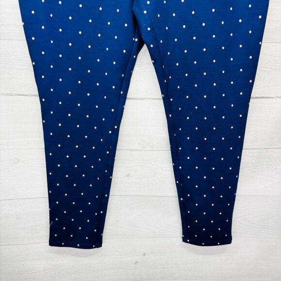 Chico’s 3 (16/XL) Navy Blue Polka Dot Leggings Stretch Pull On Slim Ankle Pants - Picture 5 of 15